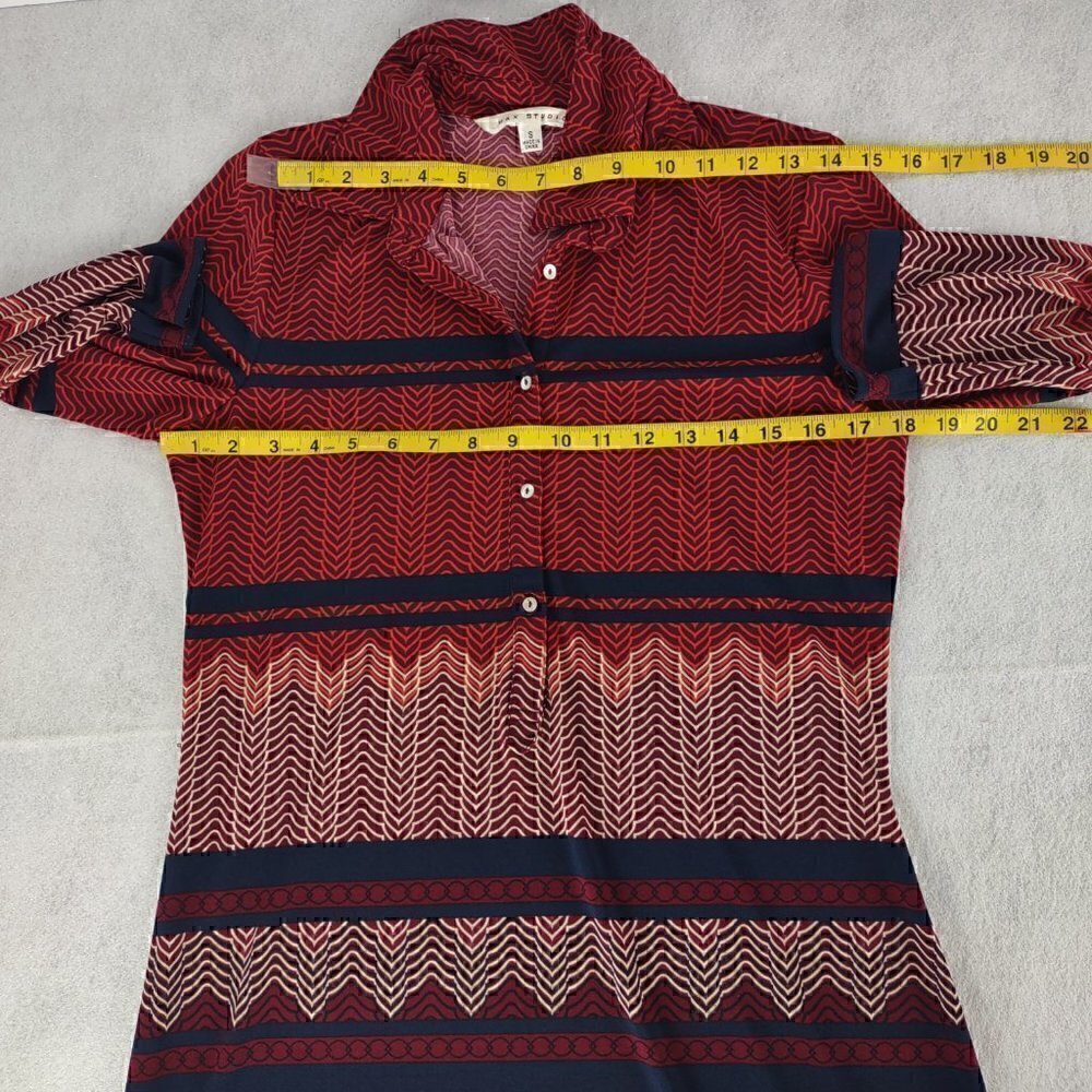 Max Studio Women's Red, Blue, Cream Geometric Print Midi Dress Size Small - Picture 7 of 11